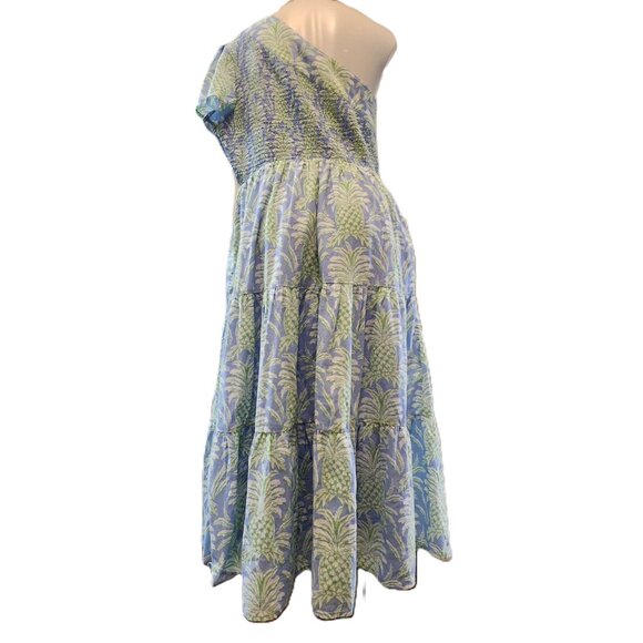 New Crown & Ivy one-shoulder dress Women's XL Pineapple print Midi Layered - Picture 12 of 14